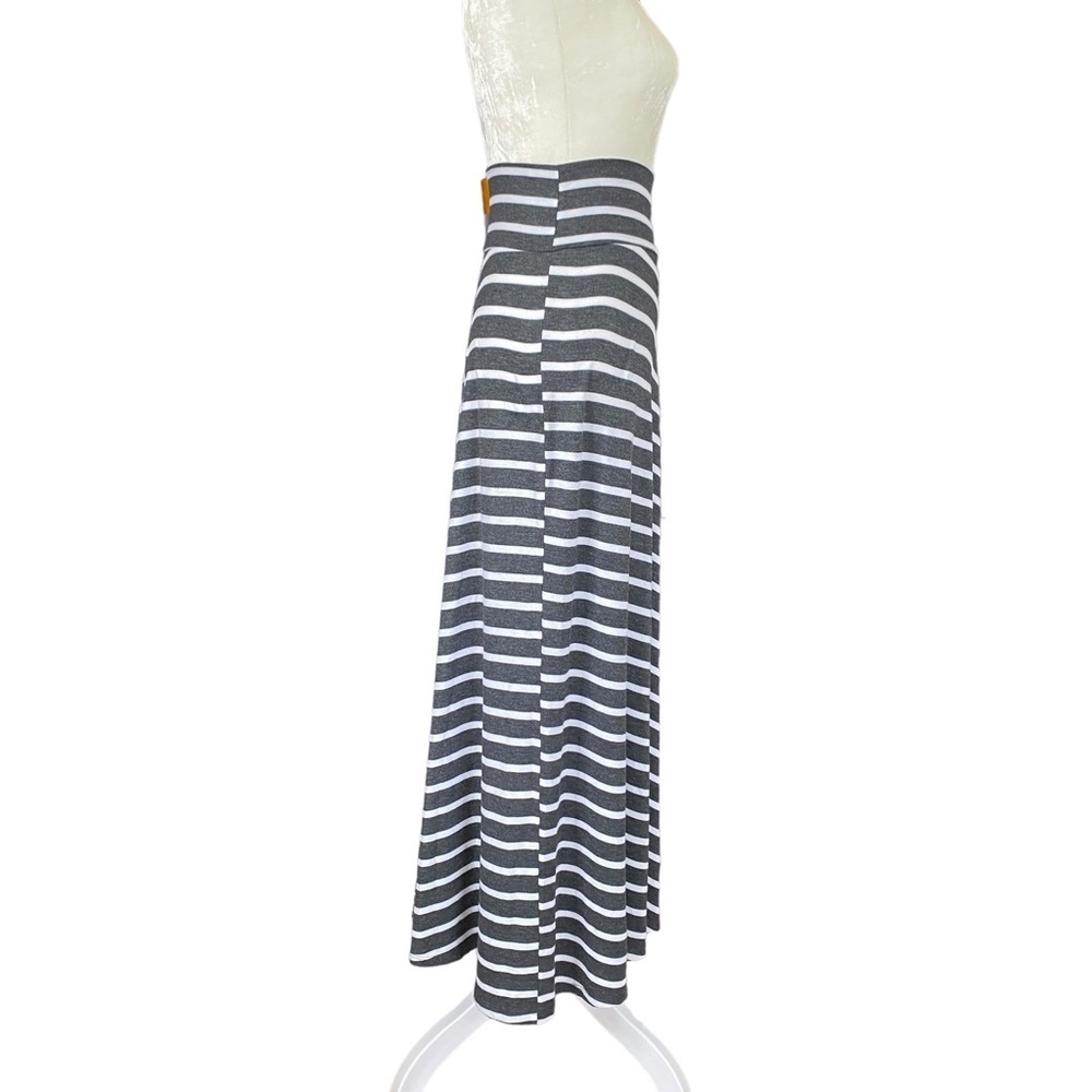 AB Studio gray and white stripe maxi skirt stretchy flowy women’s size small - Picture 3 of 9